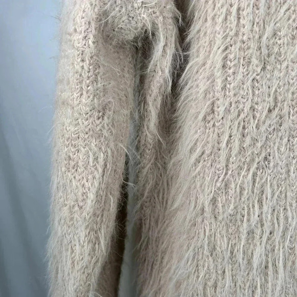 Express Size Medium Cowl Neck Sweater Tan Cozy Oversized - Picture 8 of 10